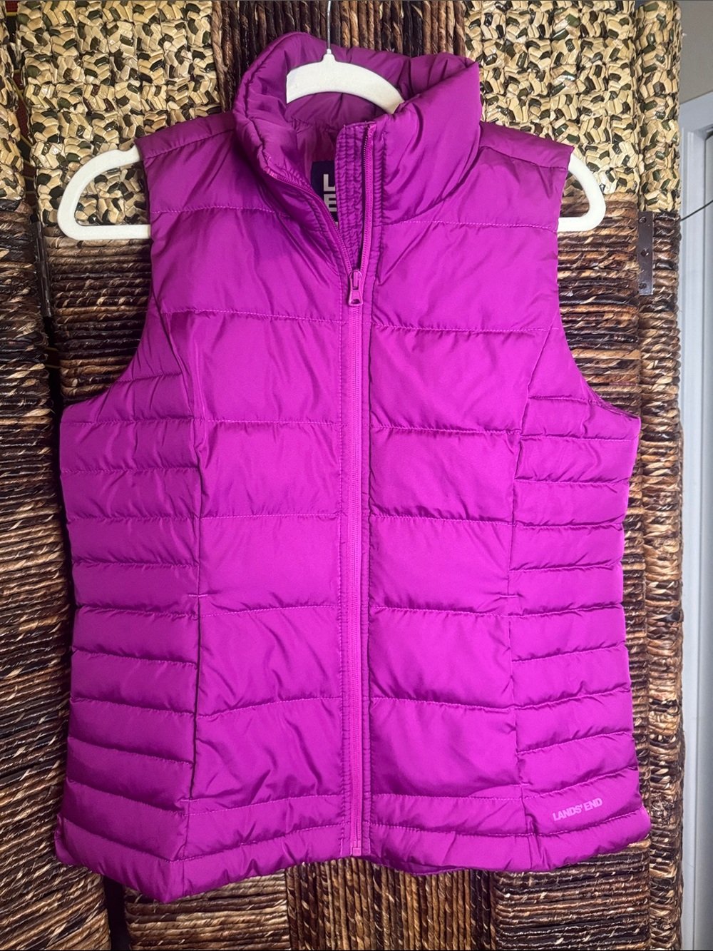 Lands' End Bright Magenta Quilted Puffer Vest